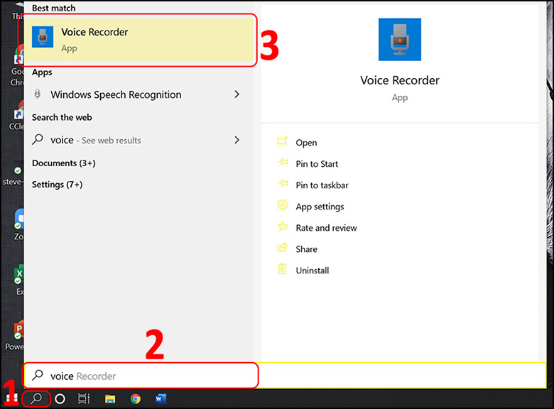 Voice Recorder trên Windows 10, Windows 11