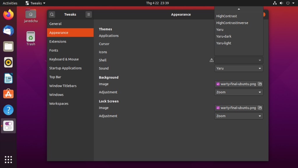 Giao diện trên Ubuntu