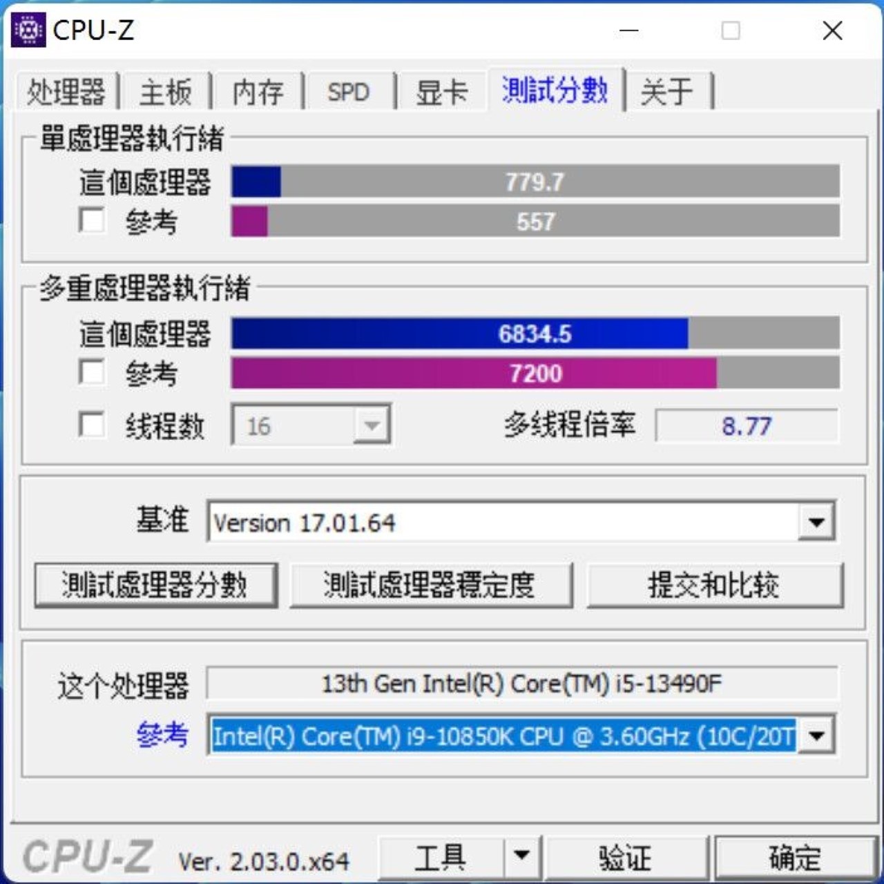 Hiệu năng của Intel Core i5 13490F trên CPU-Z