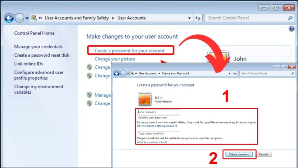 Create a password for your account