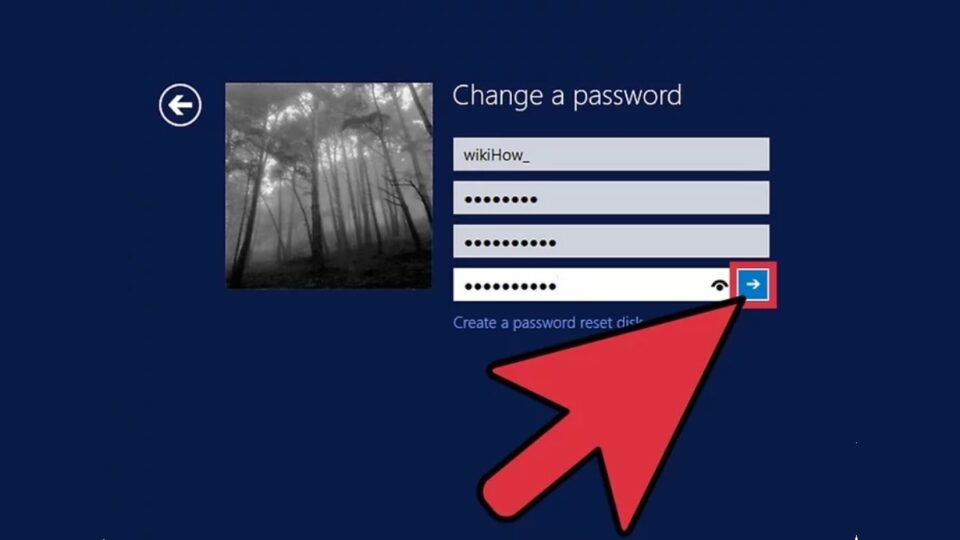 Nhấp mũi tên Enter để cập nhật mật khẩu