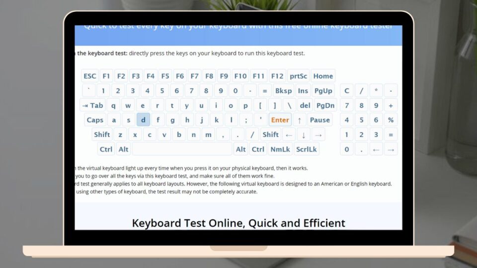 Giao diện trên Keyboard Test của PC Game Boost