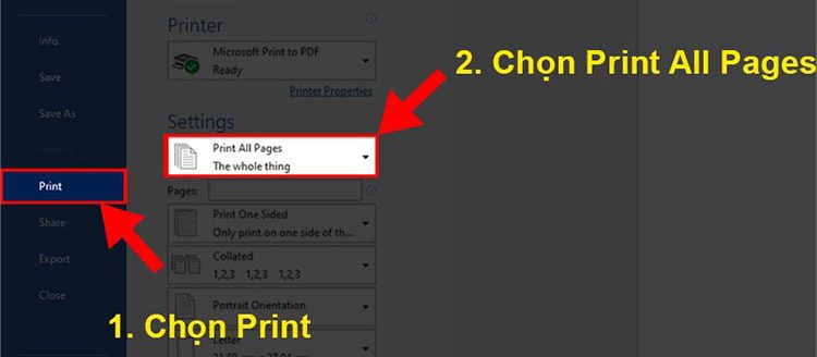 Chọn Print All Pages như hình