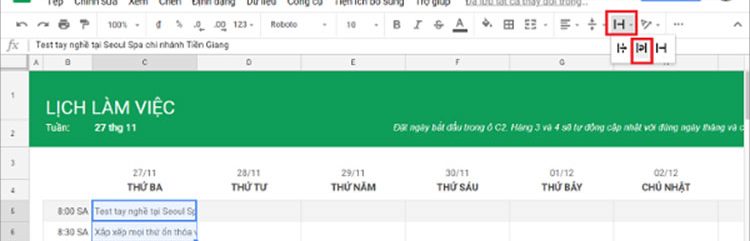 Chọn như hình để xuống dòng trong Google Sheet