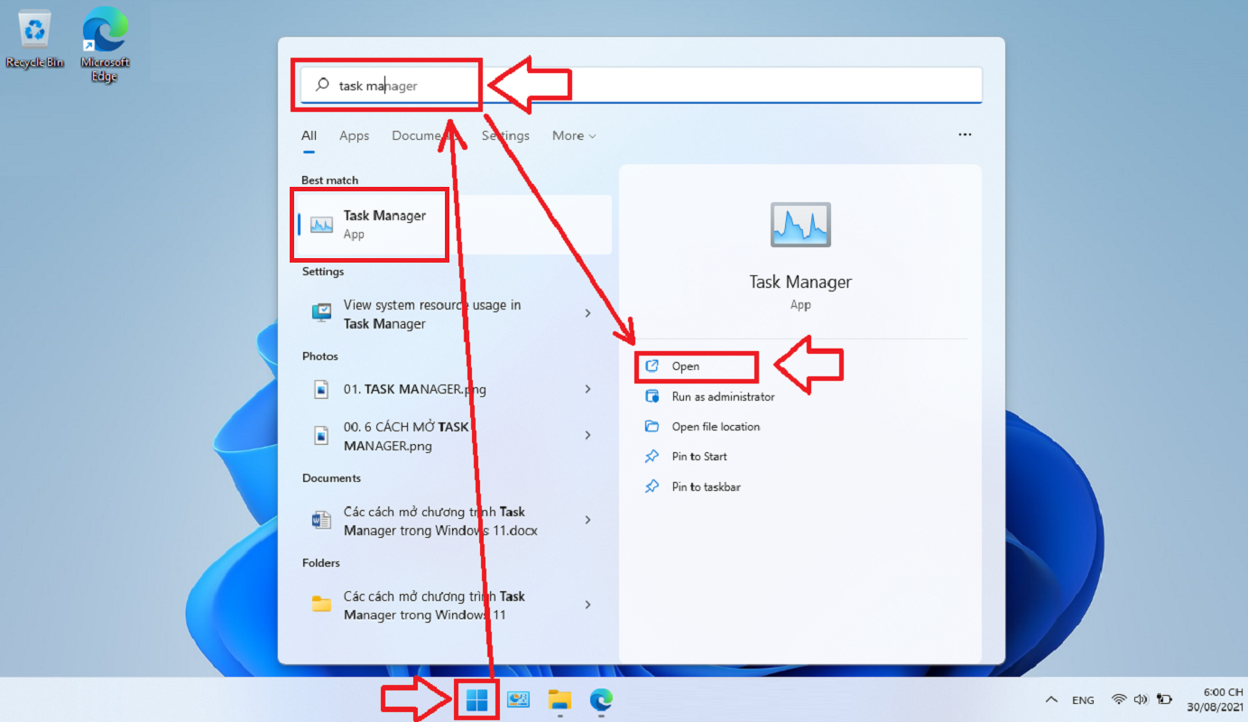 Tìm kiếm Task Manager trên Windows 11