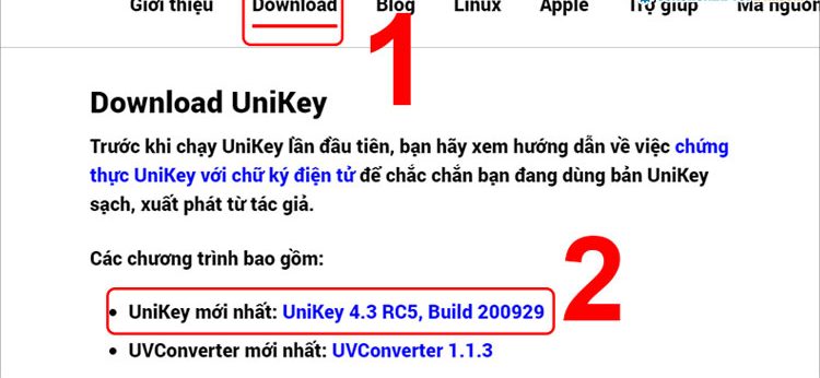 Tìm phiên bản Unikey phù hợp