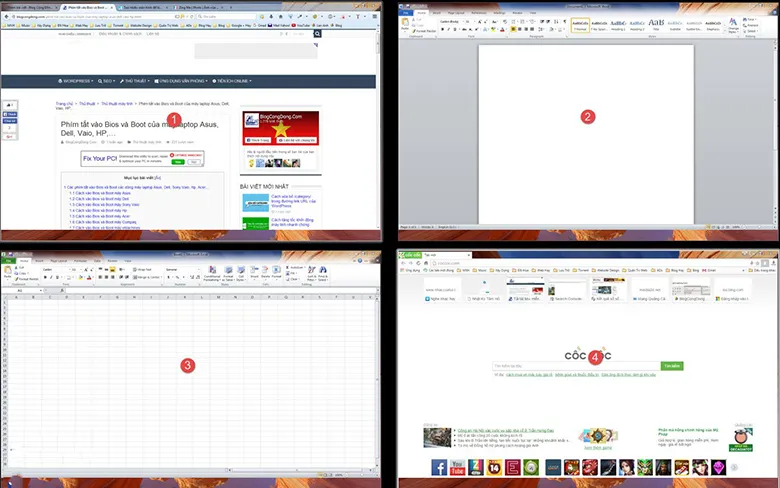 Cách chia màn hình laptop bằng taskbar