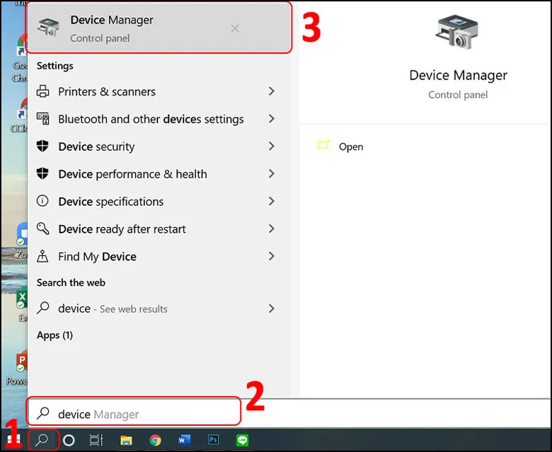 Gõ Device manager