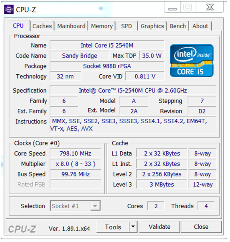 Kiểm tra CPU trong CPU-Z