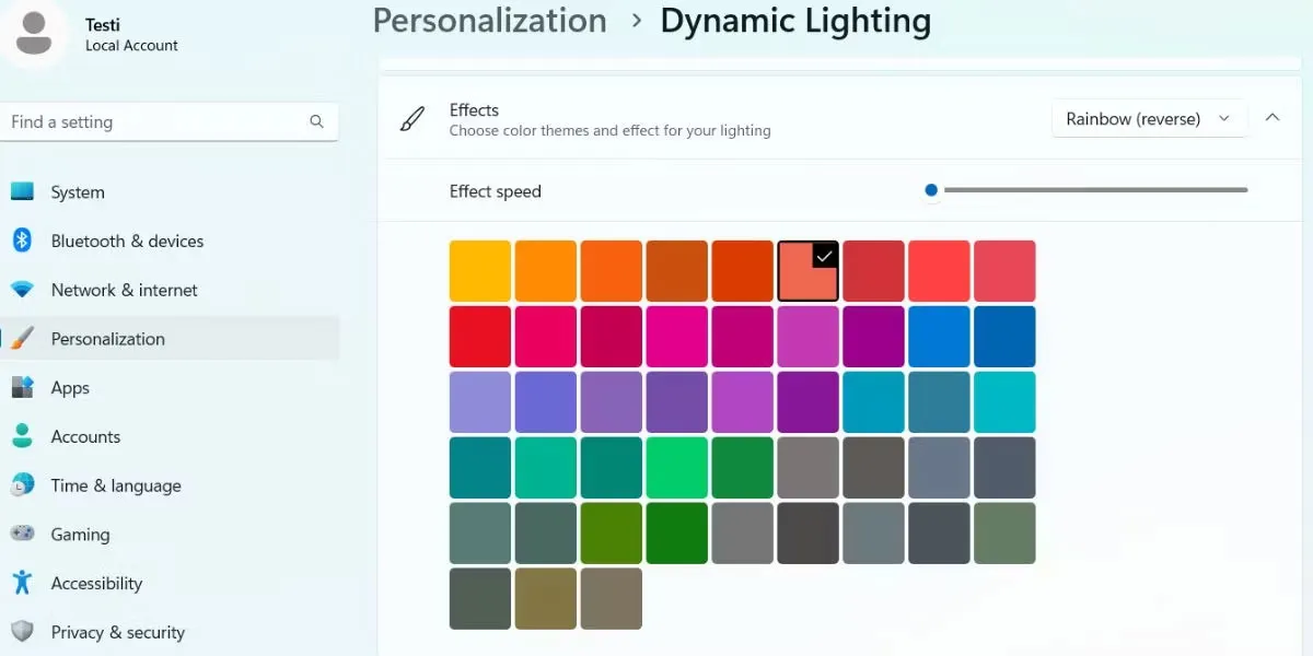 Cấu hình Dynamic Lighting trong Windows 11