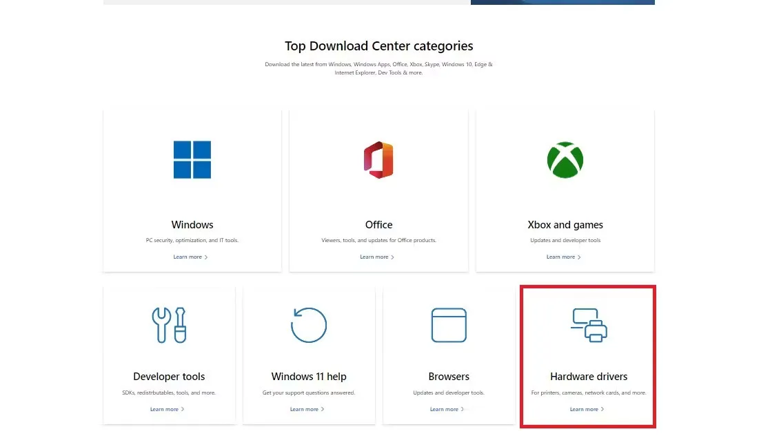 Truy cập Microsoft Downloads Center