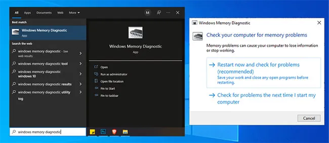 Chạy công cụ Windows Memory Diagnostic