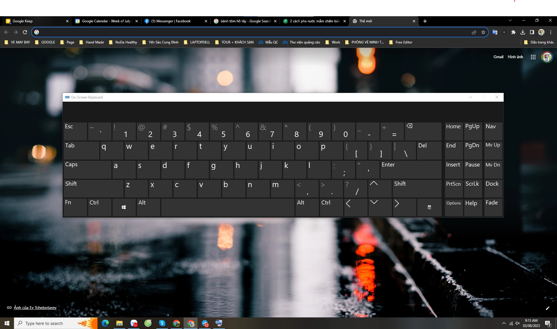 Mở bàn phím ảo Touch keyboard