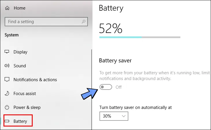 Bật tiết kiệm pin laptop bằng cách mở nhanh
