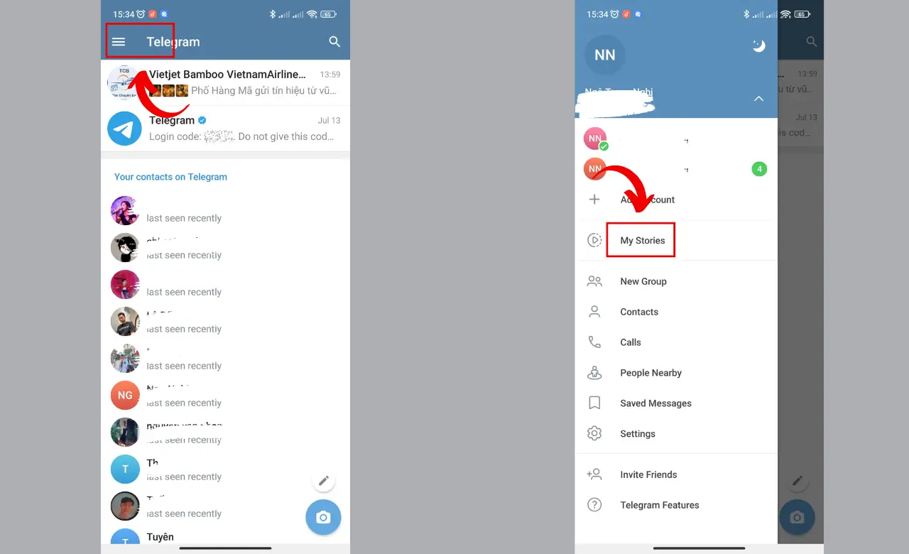 Sử dụng Telegram Stories trên điện thoại Android